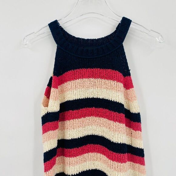 J. Crew Size Small Blue & Pink Point Sur Sweater Halter Tank Top in Stripe - Picture 4 of 9